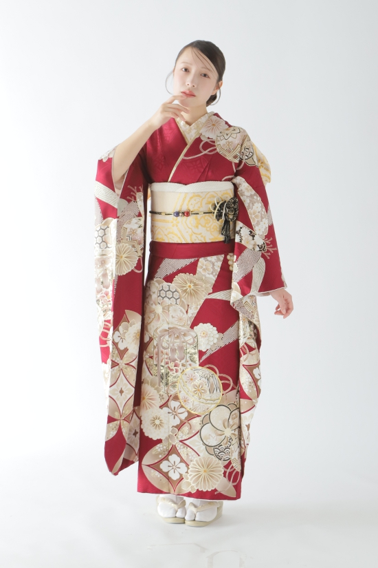 赤 古典振袖