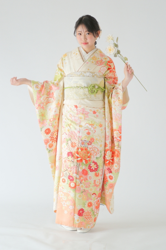 黄色 古典振袖
